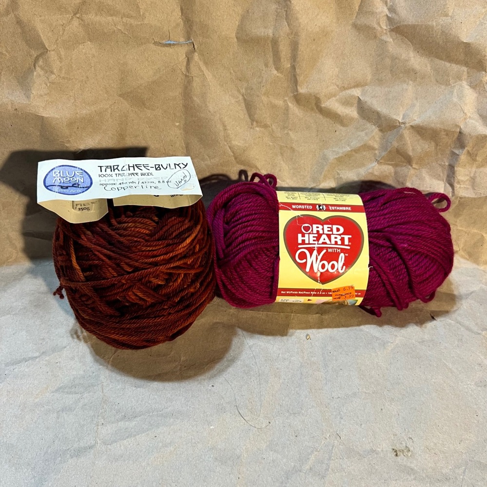 Blue Moon‎ Fiber Arts Targhee-Bulky Copperline & Red Heart Wool Yarn Bundle